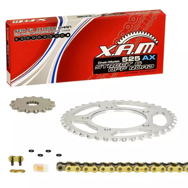 Kettenkit Suzuki GSXR 600 K1 K2 K3 K4 K5, 01-05 (BG B2); XAM X-Ring extra GOLD