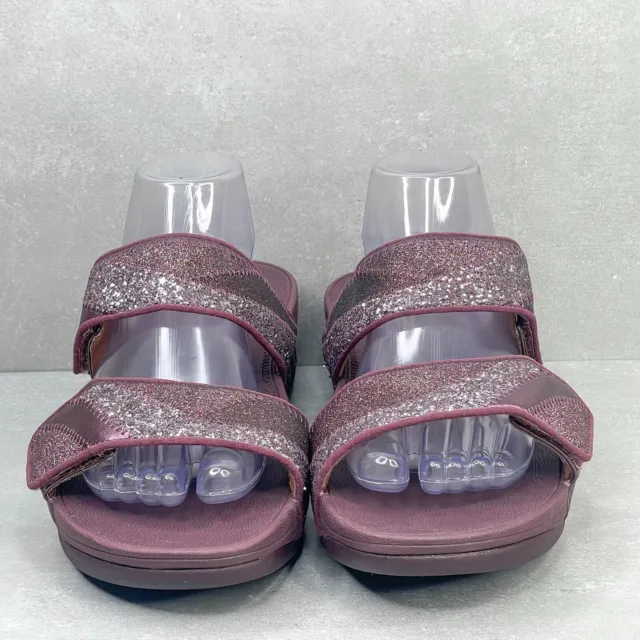 FITFLOP Sandal Womens 10 Mina Ombre Glitter Slide Shoe Purple Comfort Wedge 2