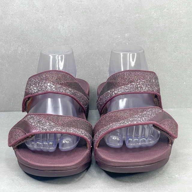 FITFLOP Sandal Womens 10 Mina Ombre Glitter Slide Shoe Purple Comfort Wedge 2