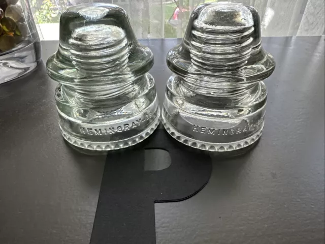 (2) Mint Cd 162 Hemingray-19  Clear Rdp Glass Insulator