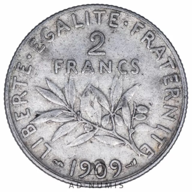 France 2 francs 1909 Semeuse argent TTB pièce de monnaie française Oscar Roty