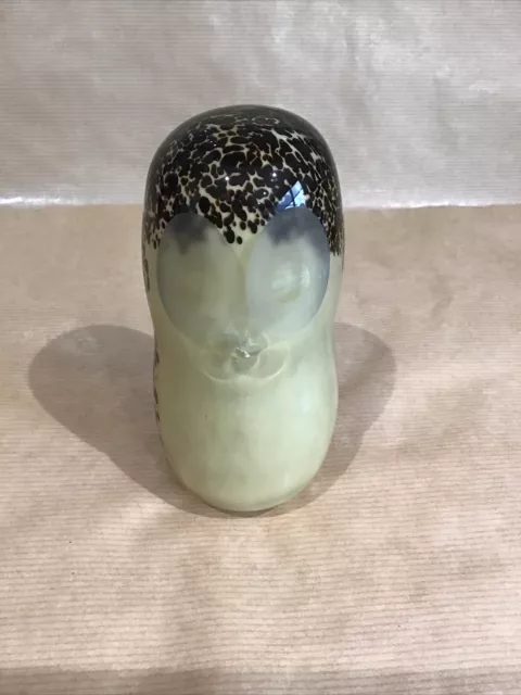 Wedgwood Speckled Brown Art Glass Owl Paperweight.