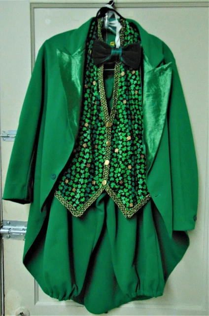 Adult LEPRECHAUN Costume St Patrick Day Leprachaun 4pc Vest, Jacket Tie Knickers
