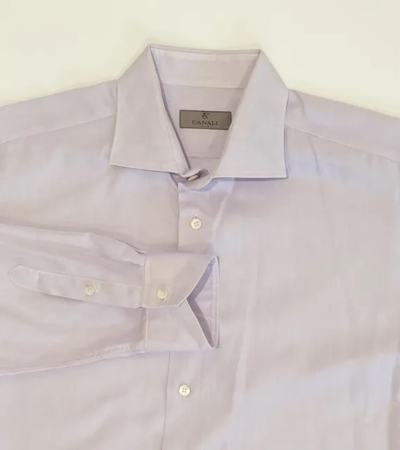 Canali 1934 Italy Dress Shirt Men’s Large 17 43 Purple Cotton Button Up EUC