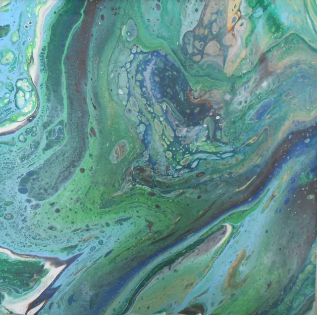 Pintura hecha a mano técnica pouring.Colección abstracto 107. Medidas 40x 40 cm.