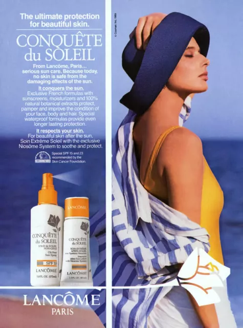 1989 Lancome Isabella Rossellini Conquete du Soleil beauty 1-page MAGAZINE AD