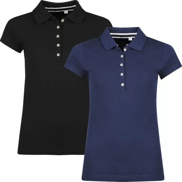 New Womens Polo Shirts Short Sleeve Ladies Plain Summer Pique Cotton T Shirt Top