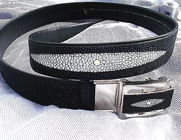 ceinture en cuir Galuchat noire