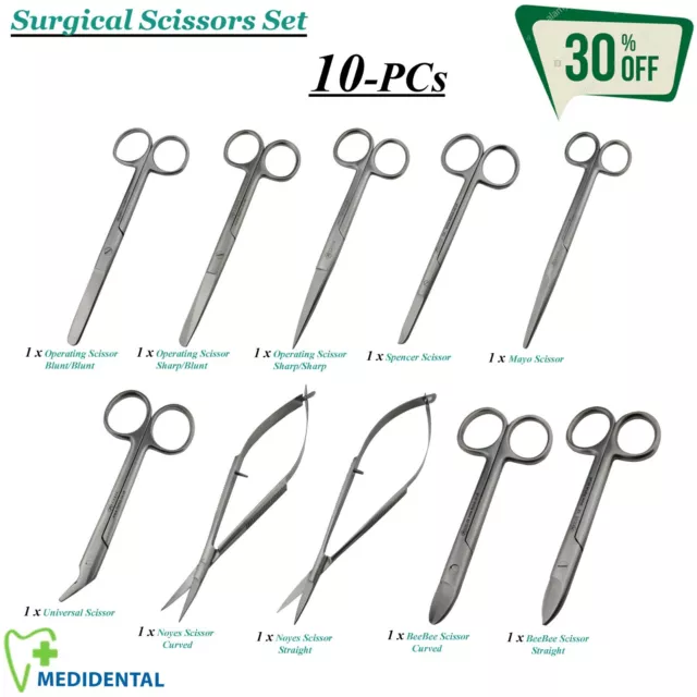 10-PCs Chirurgisch Instrumente Zahn Schneidend & Operating Stillen Schere Set CE