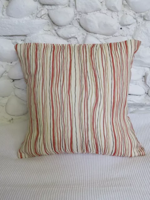 Cushion Cover, Cream, Red, Gold, Brown, Striped, Sheer Layered, 17" x 16".