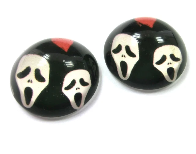 2 x Glas Cabochons rund 25mm Helloween #85