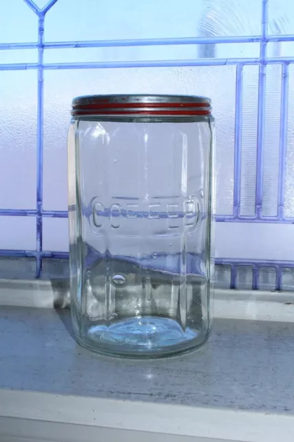Antique Hoosier Cabinet Coffee Jar Paneled Glass Jar