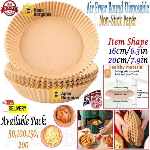 16/20cm Air Fryer Round Disposable Non-Stick Paper Liner Steamer Baking 50/200x.