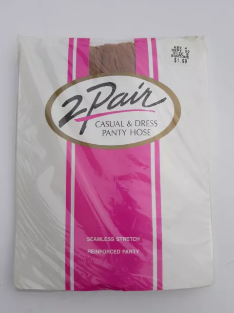 2 Pair Satisfaction Always Casual And Dress Panty Hose Suntone Size B Vtg Bin21