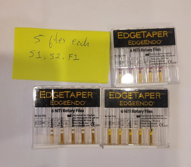 EdgeEndo EdgeTaper Lot of 25 mm S1, S2, F1 partial packs