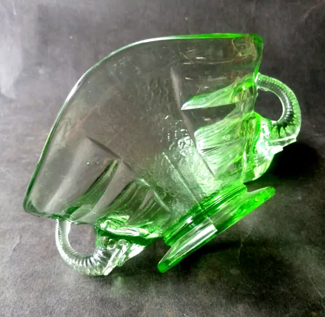 Art Deco Elephant Bowl Green Glass 1930s No.2164 Elephant Handles Sowerby + Frog