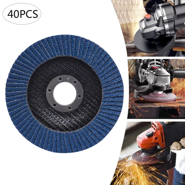 40 PCS 4.5" Zirconia Flap Disc 40 Grit Sanding Grinder Wheels -Industrial Grade