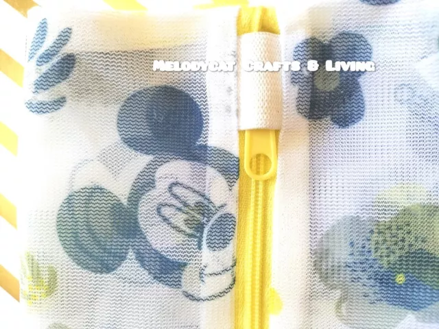 DISNEY LARGE Japanese Laundry Bag Washing Net Mickey Mouse 50cmx 50cm Yellow Zip 2