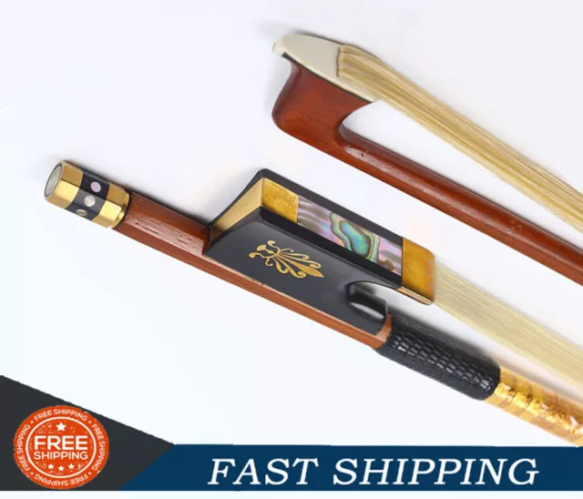 New Violin Bow 4/4 Natural Bow Hair Brazil wood Ebony Frog octagonal Stick US