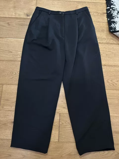 Toast Wool Blend Twill Trouser Black Size 16 BNWT RRP £145 Wide Leg