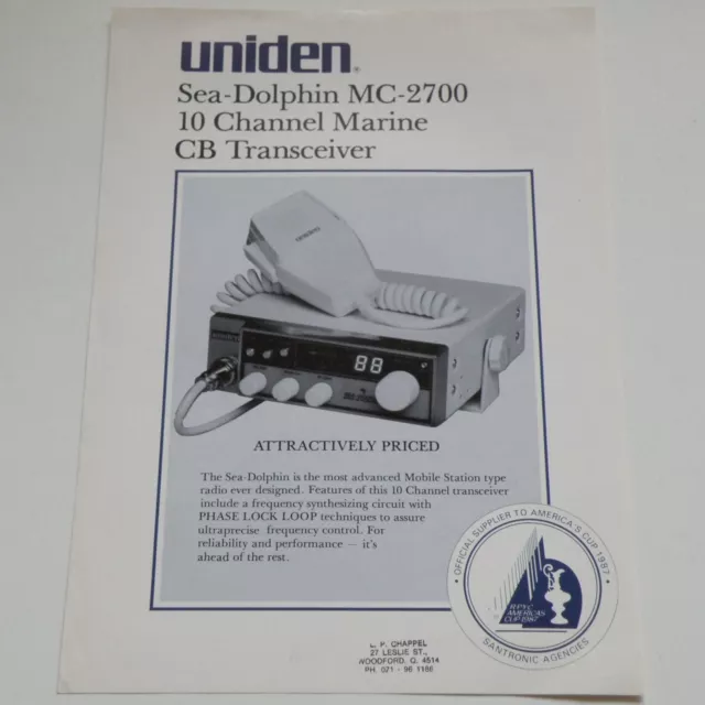 Sales &Specs Sheet*Uniden Mc-2700*America's Cup 10Ch Hf Marine Radio Transceiver