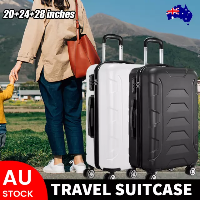 3x 20/24"/28" Luggage Suitcase Trolley Set Travel TSA Lock Storage Hard Case Bag