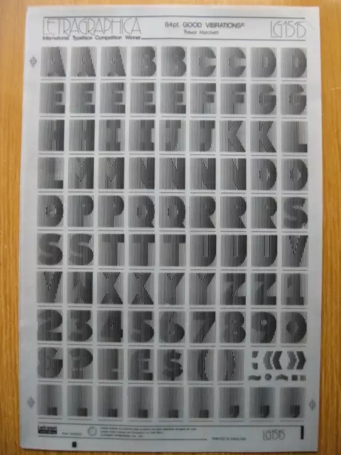 1 x Lettraset Oberhülle & Nummer GOOD VIBRATIONS 26,7 mm 84pt Blatt LG1515 (R)