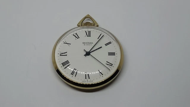 SEKONDA AU 10 Gold 19 Jewels Pocket Watch Hand-Winding Working