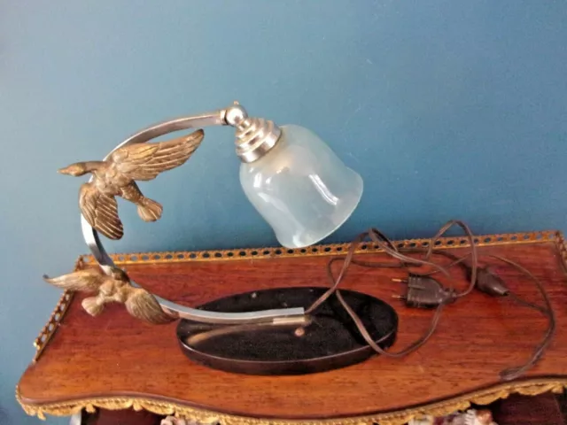 BELLE LAMPE DE chevet ancienne ART-DECO veilleuse OISEAUX en régule EUR  19,50 - PicClick FR