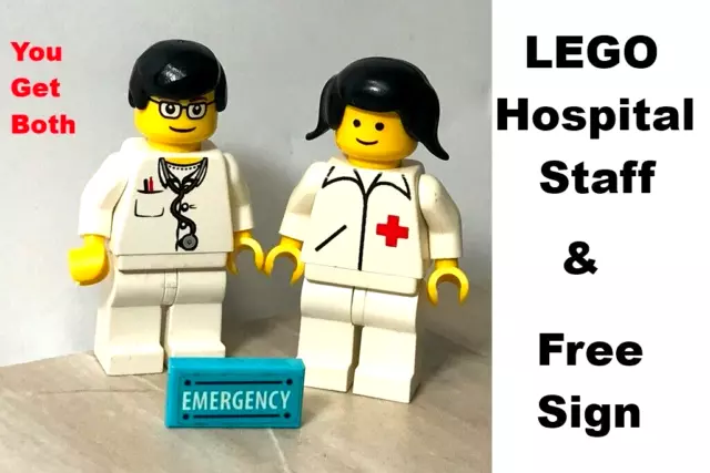 LEGO Hospital Staff Doctor Nurse Orderly CNA MA XRAY Tech Red Cross Pocket Pens