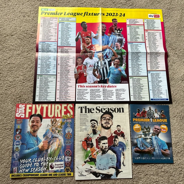 FOOTBALL FIXTURES GUIDE 20232024 2324 23/24 Poster & Sun Premier