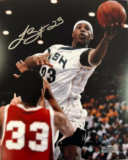 VTG LeBron James Rookie Rare Hand Signed 10x8 Autographed High School HGA COA