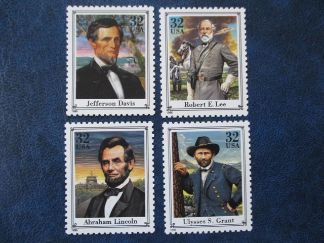 Civil War Presidents Lincoln & Davis and  Generals Grant & Lee US Stamps