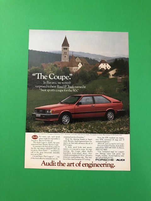1982 1983 Audi Coupe Gt  Vintage Original Print Ad Advertisement Printed 5 Speed
