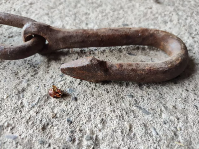 🪵7 1/2' + Antique Logging Chain Wrought Iron Hook Ships Free 😃