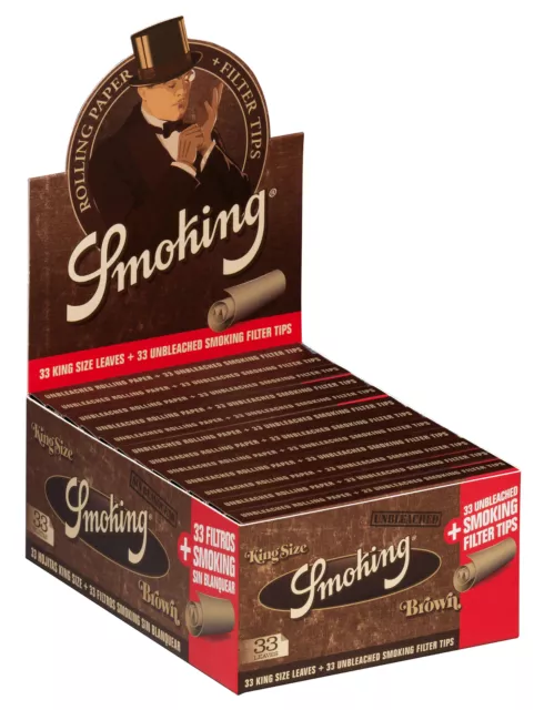 Smoking Brown King Size Slim ultradünn/-thin Papier <13 g/m2 unbleached +Tips 24