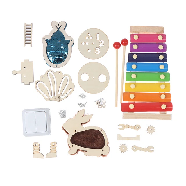 thumbnail image 2 of Wooden Montessori Busy Board For Toddlers 1-4 Years - Sensory Activity Board With 17 Activities For Fine Motor Skills 2 of 12