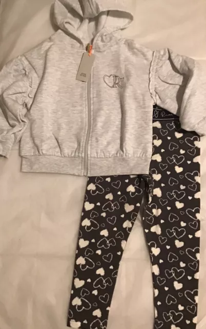 River island mini girls aged 18-24 months marl heart print sweat top set BNWT