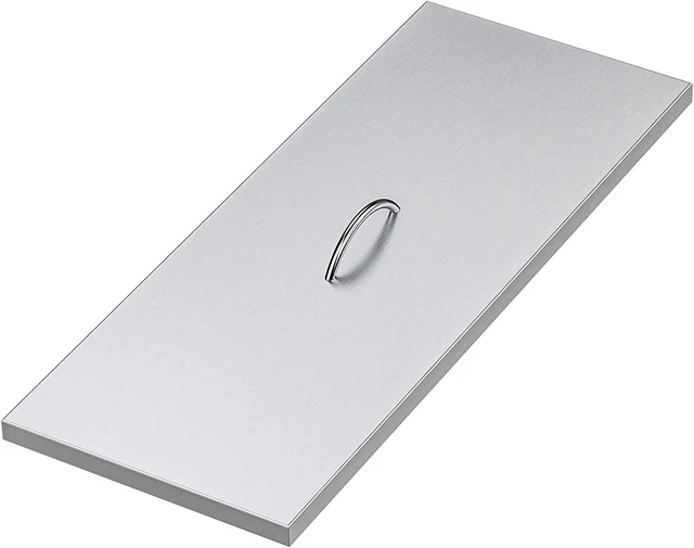 Rectangular Drop-in Burner Cover For 30" x 10" Pan Brushed Fire Pit Burner Pan