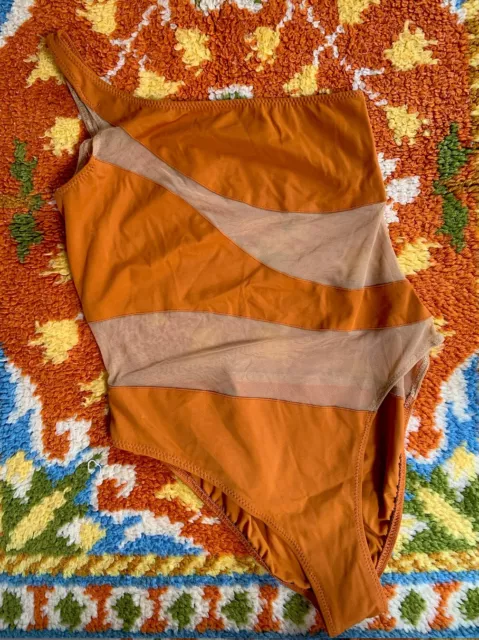 Norma Kamali Mesh Rust Orange Swimsuit Size M / 4