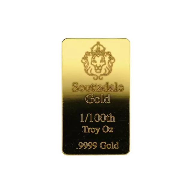 1/100 oz .9999 Gold Bar by Scottsdale Mint - Fractional Gold Bullion #A504