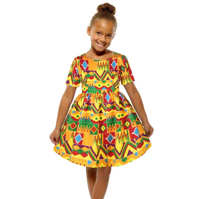 Abito tradizionale africano da ragazza.S Dashiki stampa digitale 3D... Taglia... 3-5 anni
