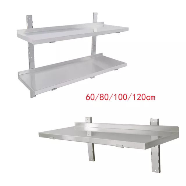 60/80CM Stainless Steel Wall Shelf Commercial Kitchen Shelves Movable Wall Mount