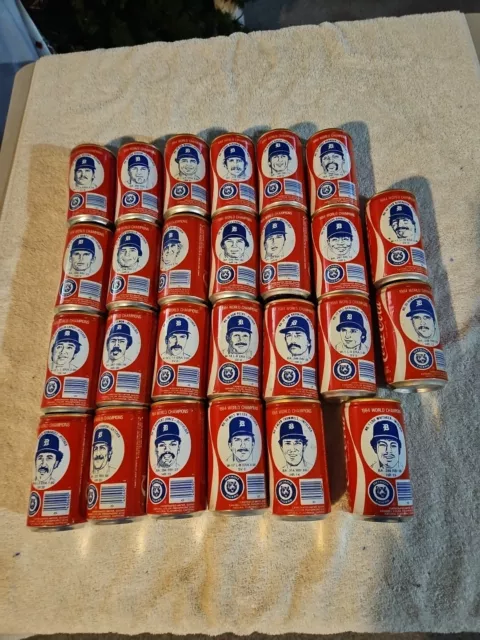 Coca Cola Detroit Tigers 1984 Complete Can Set (26) All Unopened At Top!  RARE