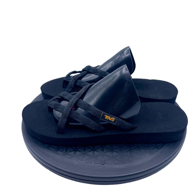 Teva Women's Olowahu Sandal Slide Size 10 Black Flip Flop Thong Foam Sole Comfy