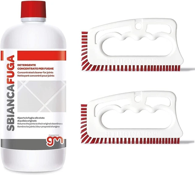 Magazzinigm 2 Brosses Fuginator + Sbiancafuga,Trousse X Propreté Joints ( Blanc