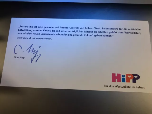 Autogramm Claus HIPP Seniorchef Babynahrung garantiert handsigniert 10x21cm xyz