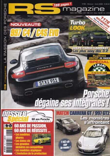 Rs Magazine N°86 997 C4/C4S Evo / Turbo Look / 60 Ans De Porsche / Carrera Gt