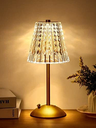 One Fire Table Lamps Dimmable Crystal Table Lamp 3 Colors LED Rose Lamp Diamo...