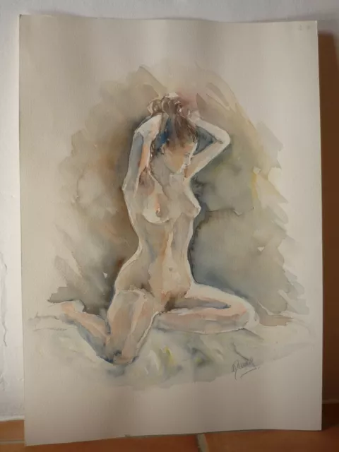 Aquarelle nu feminin - modèle vivant femme